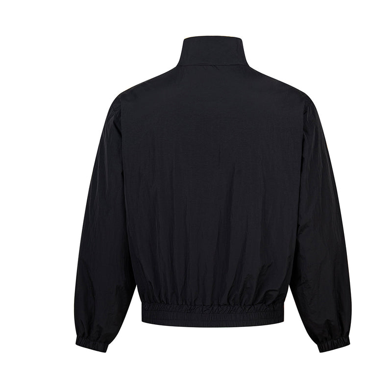 Grafik-Trackjacke – Windbreaker mit Stehkragen, durchgehendem Zipper & Stencil-Print