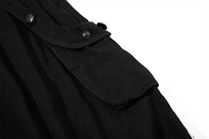 Wide-Leg Cargo Pants – High-Rise Zip Waistband & Side Pocket Detail