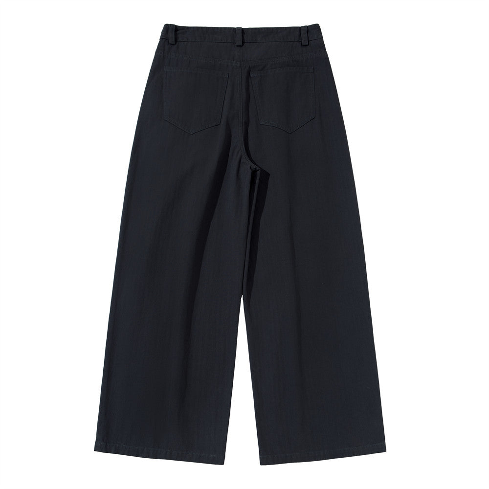 Wide-Leg Pleated Trousers – Men's Loose Fit Straight-Cut Pants