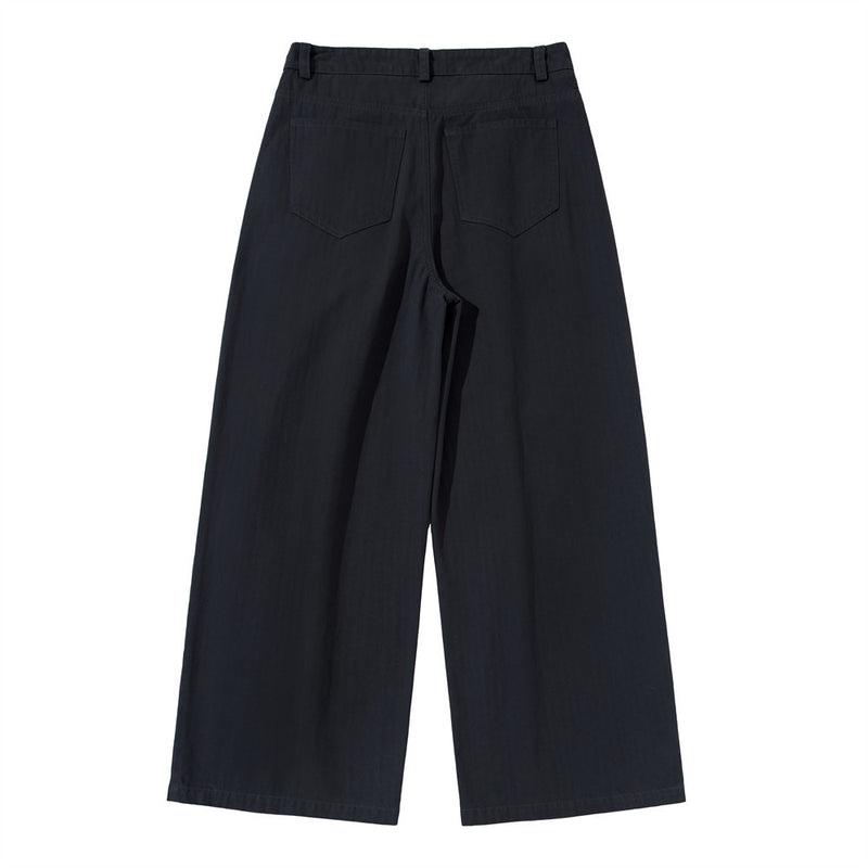 Wide-Leg Pleated Trousers – Men's Loose Fit Straight-Cut Pants