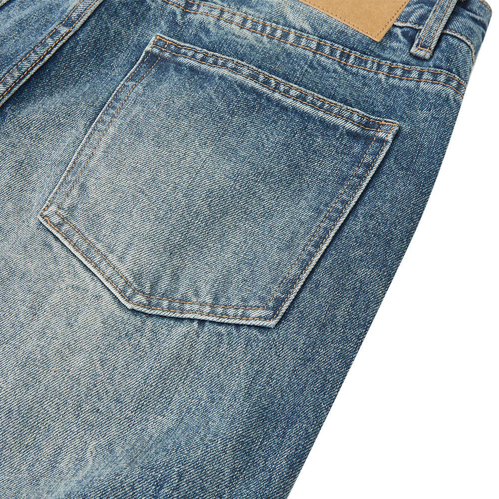 Men's Vintage Washed Baggy Wide-Leg Jeans – Distressed Straight-Fit Denim