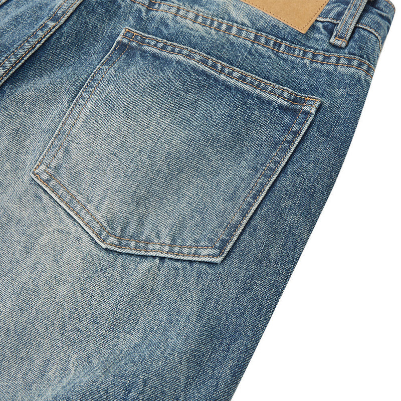 Men's Vintage Washed Baggy Wide-Leg Jeans – Distressed Straight-Fit Denim
