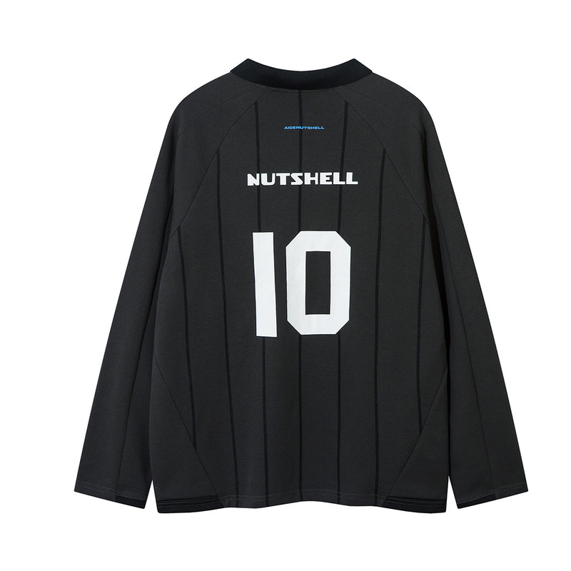 Long Sleeve Athletic Shirt Retro Soccer Jersey – Oversized Pinstripe Football