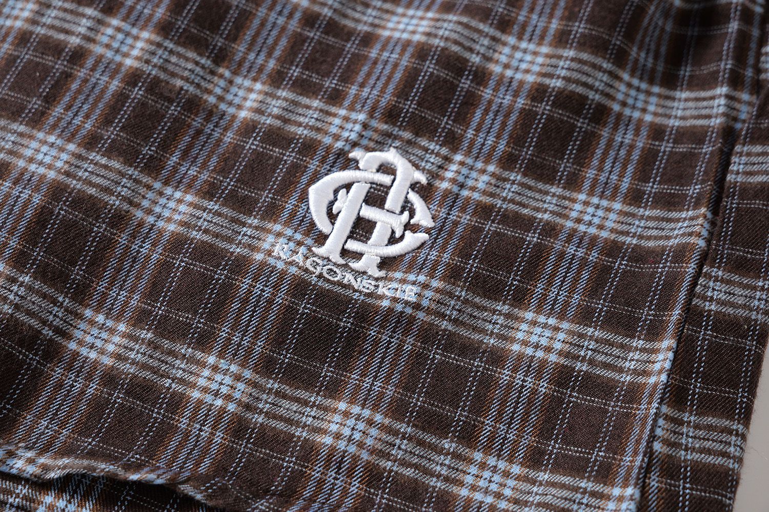 Button Up Plaid Shirt with Sleeve Embroidery – Oversized Flannel Shirt