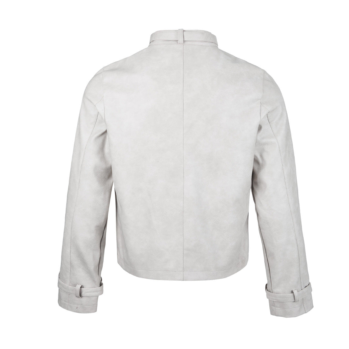 Blouson biker oversize en cuir – Style moto à col montant et poignets à boucles