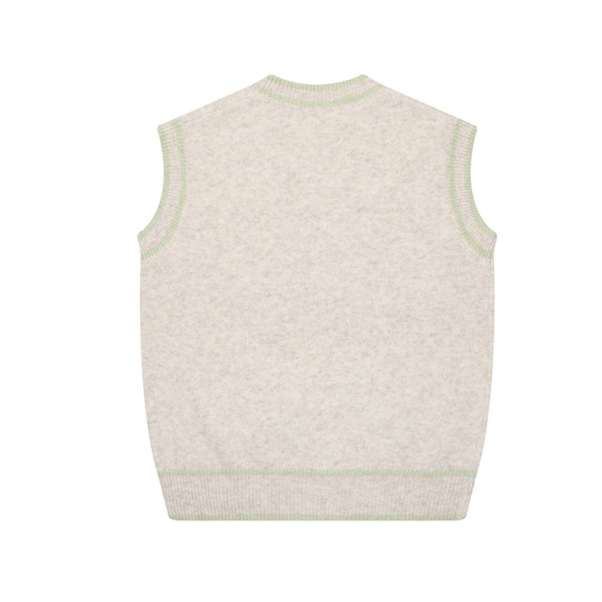 V-Neck Knit Sweater Vest with Cute Puppy Picnic Embroidery
