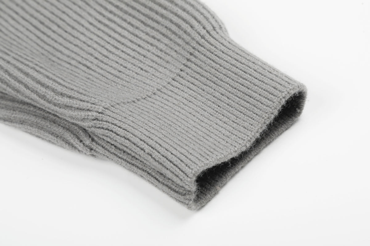 Gesteppte Puffer-Hybridjacke – Strickärmel und Stehkragen