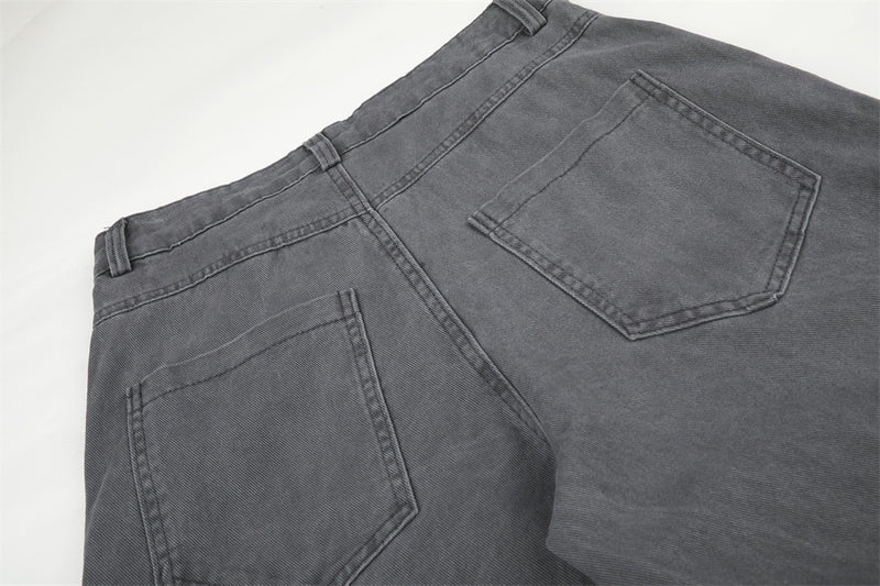 Cargo Pants for Men Wide Leg Multi-Pocket Punk Belt Print Street Style