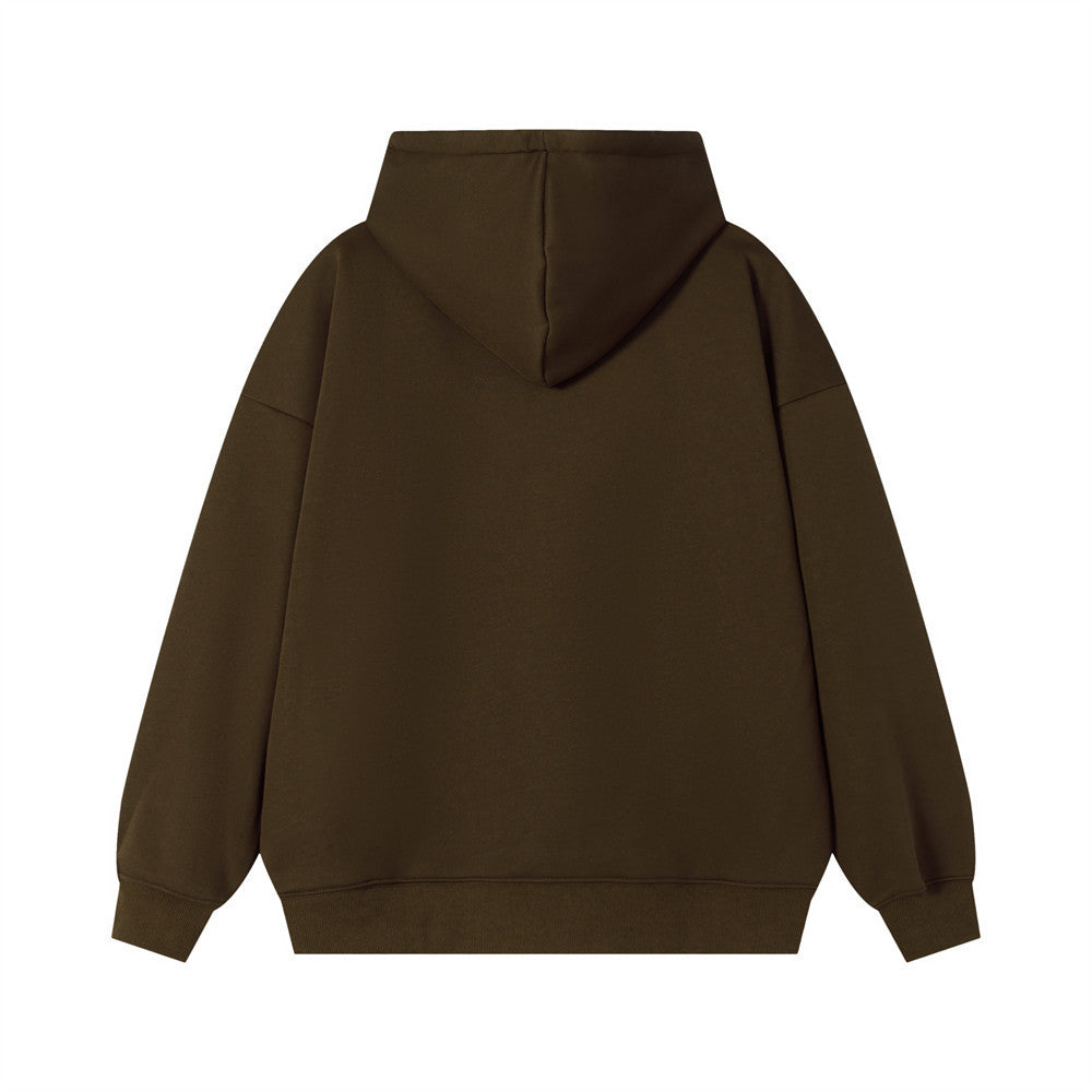 Oversized Graphic Letter Print Fleece-Lined Pullover Hoodie