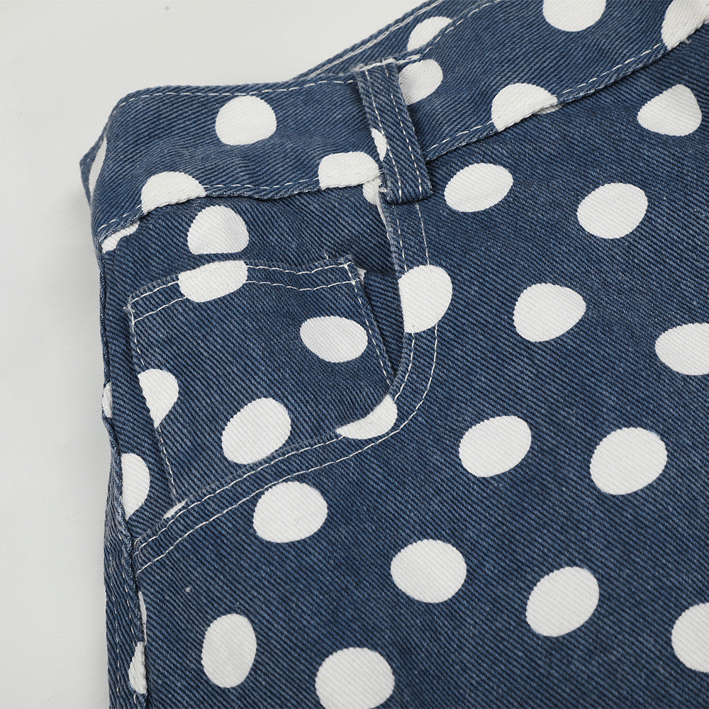 Polka Dot Wide-Leg Pants – Men's Curved Hem Baggy Trousers