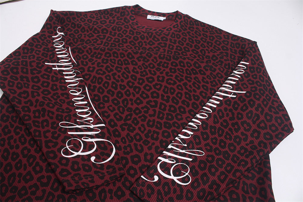 Leopard Print Long-Sleeve Shirt with Sleeve Script & Swirl Graphics