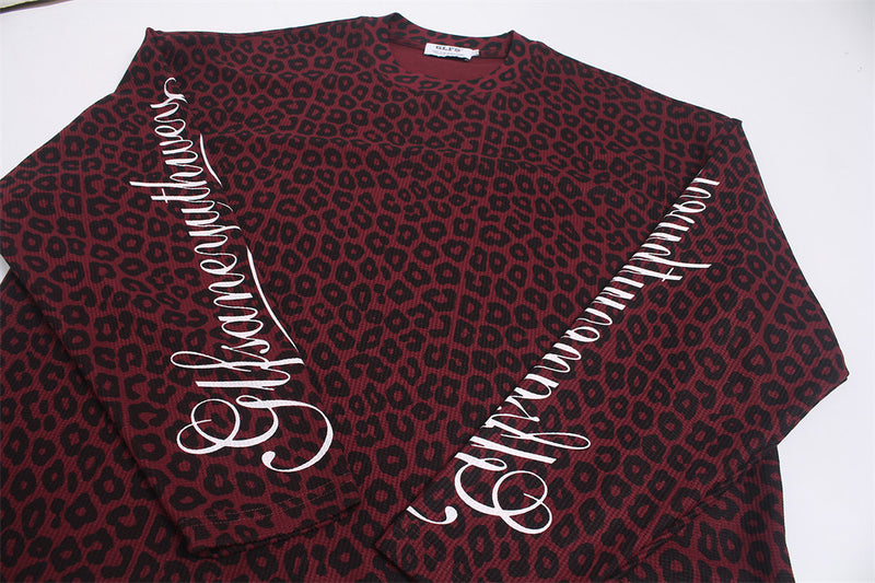 Leopard Print Long-Sleeve Shirt with Sleeve Script & Swirl Graphics
