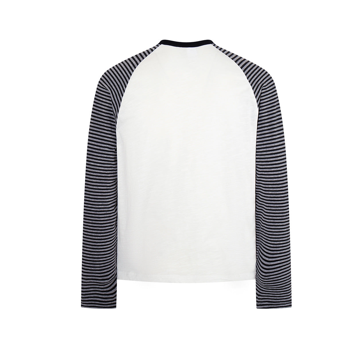 Long Sleeve Raglan Shirt – Rock 'N Roll Graphic, Black & White Striped Sleeves