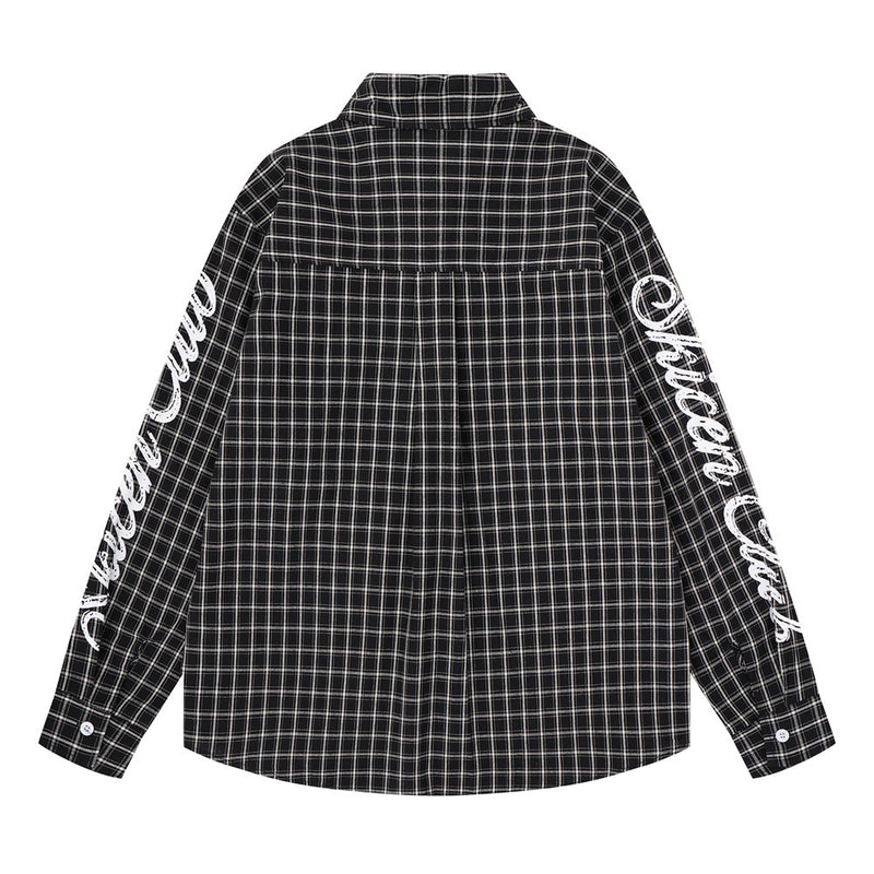 Camisa de cuadros de manga larga para hombre – Estampado gráfico desgastado, corte holgado
