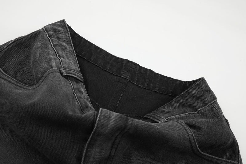 Baggy Wide-Leg-Jeans mit Stern-Print und Farbverlauf-Waschung – High-Waist-Schnitt mit geschwungener Silhouette
