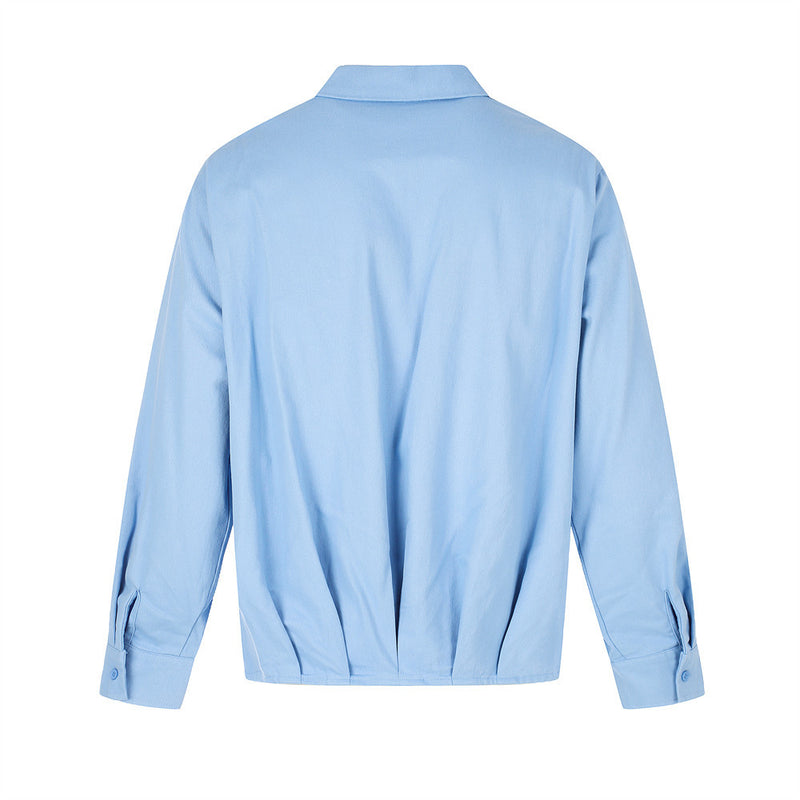 Oversized White Shirt Men Zip-Up Relaxed Fit Long Sleeve Casual Jacket