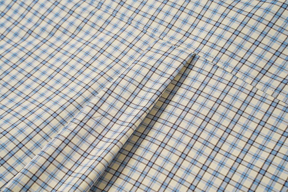 Chemise en flanelle à carreaux bleus – Coupe décontractée, manches longues et boutonnage