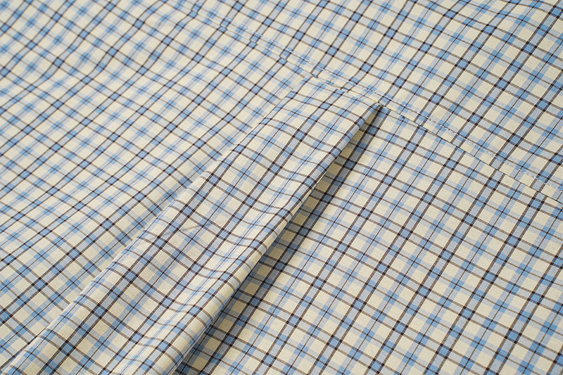 Chemise en flanelle à carreaux bleus – Coupe décontractée, manches longues et boutonnage