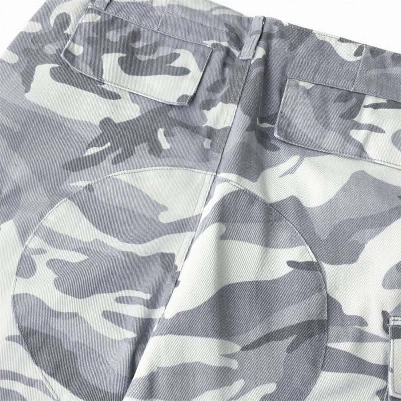 Mens Baggy Cargo Jeans Wide Leg White Camo Pants