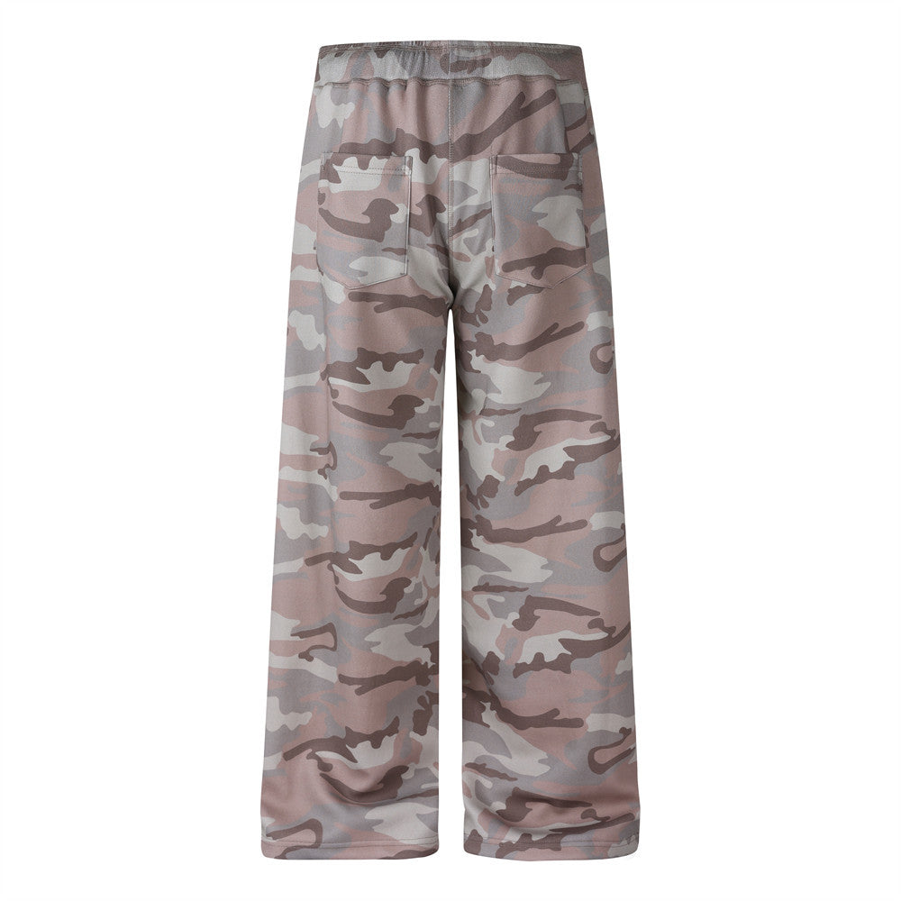 Camo Wide-Leg Sweatpants – Relaxed Fit Drawstring Joggers