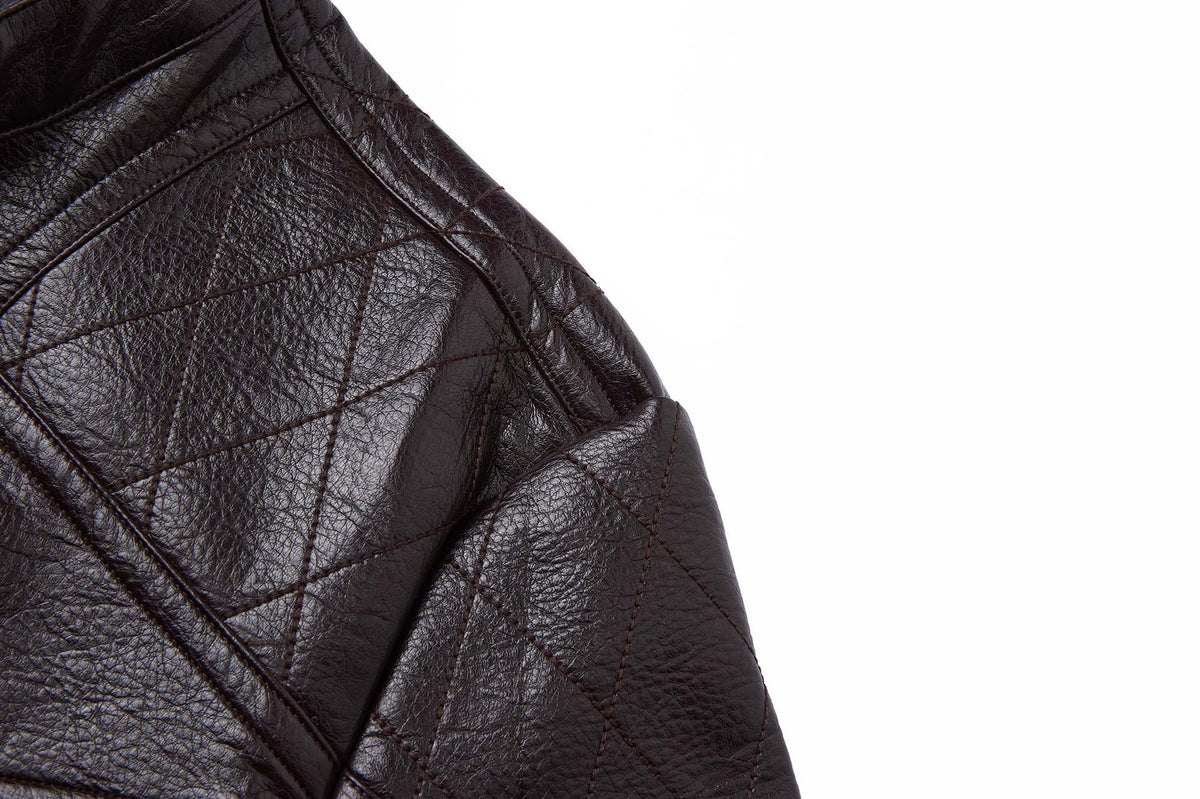 Faux Leather Moto Biker Jacket – Stand Collar with Zip Pockets