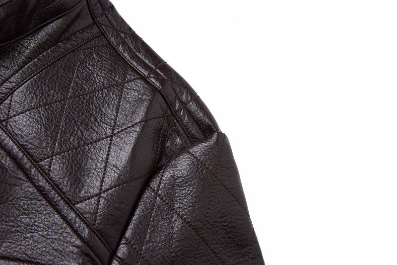 Faux Leather Moto Biker Jacket – Stand Collar with Zip Pockets
