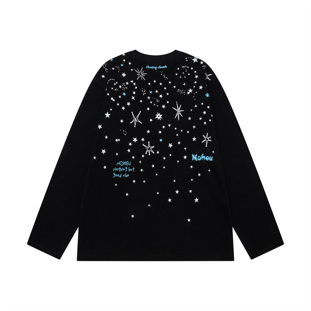 Camiseta de manga larga oversize con estampado de estrellas – Top urbano de corte relajado