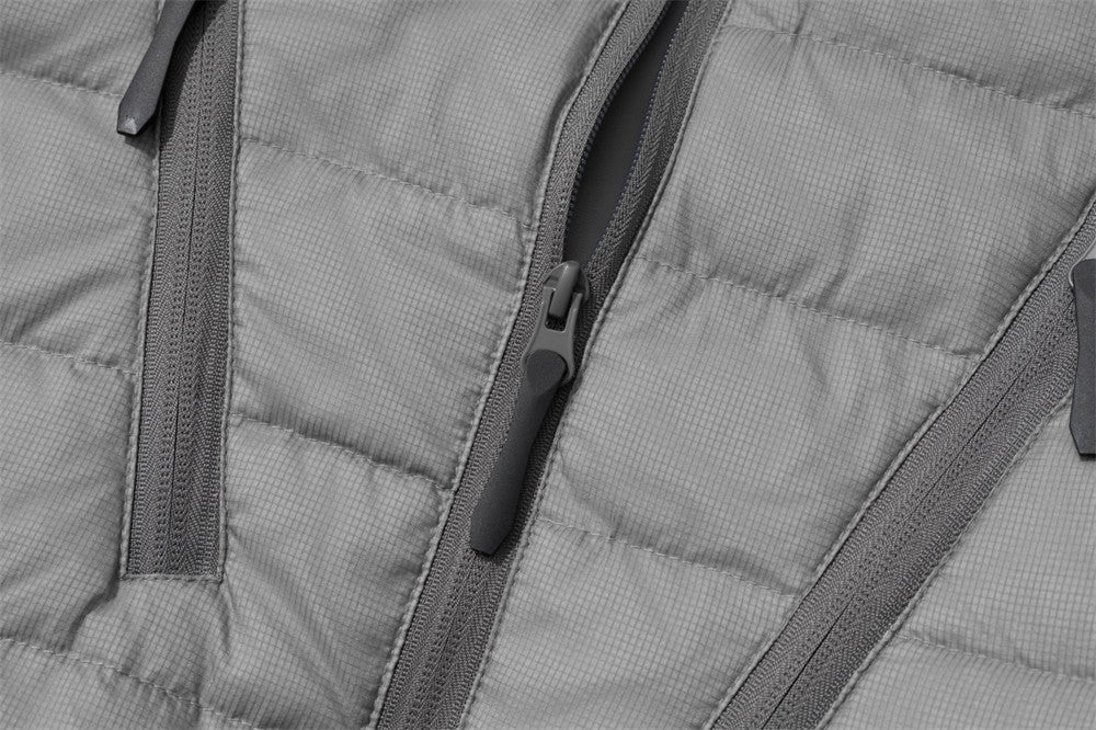 Men's Hooded Puffer Jacket – Zip-Up Quilted Down Coat with Multi-Pocket Design
