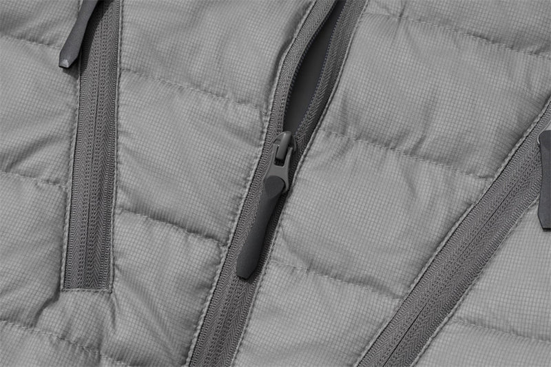 Men's Hooded Puffer Jacket – Zip-Up Quilted Down Coat with Multi-Pocket Design