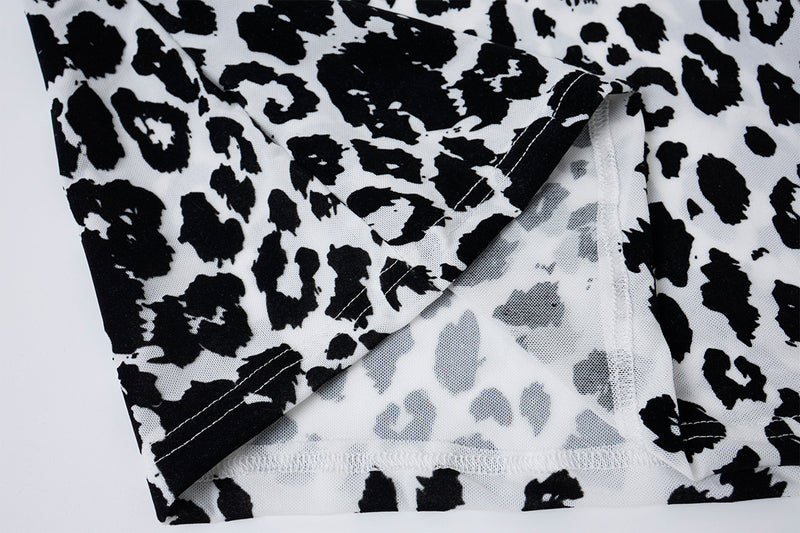 Leopard Print Turtleneck Long Sleeve Slim-Fit Shirt