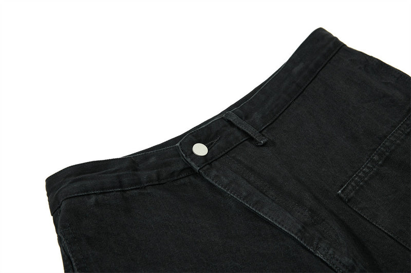 Wide-Leg-Carpenter-Jeans – Herrenjeans aus gewaschenem Denim mit asymmetrischer Knopfleiste und Utility-Details