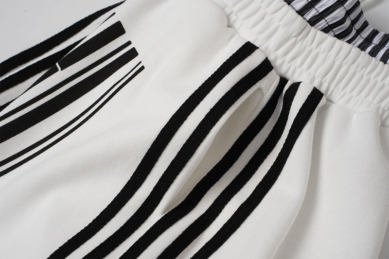 Wide-Leg Sweatpants with Barcode Cross Print & Double Waistband