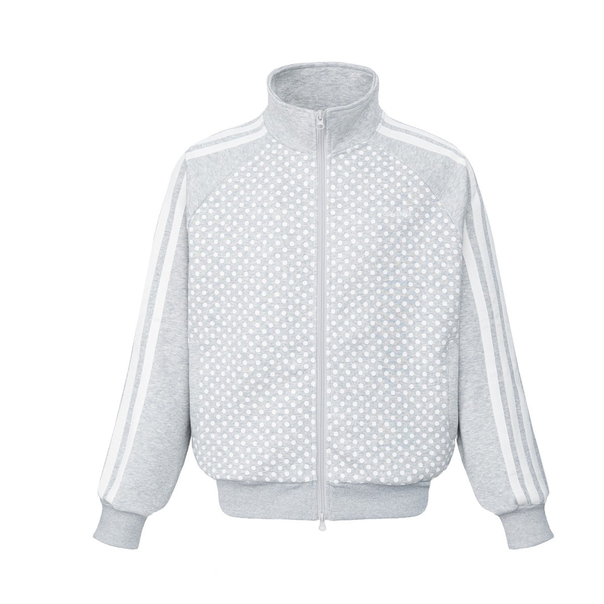 Veste de survêtement zippée à col montant, pois et manches à bandes