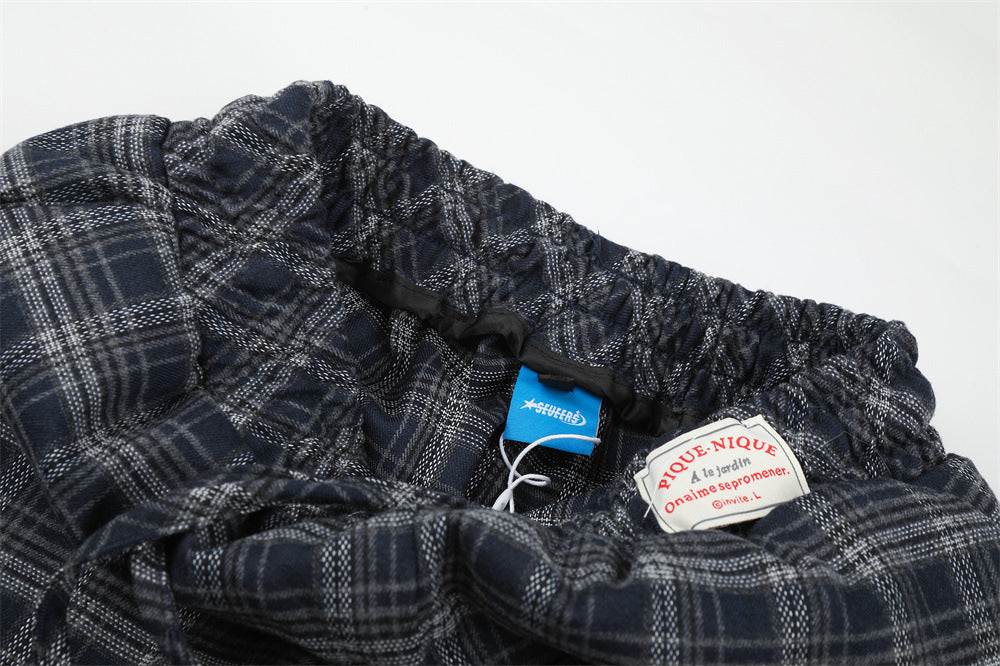 Plaid Wide-Leg Baggy Pants – Oversized Retro Streetwear Trousers