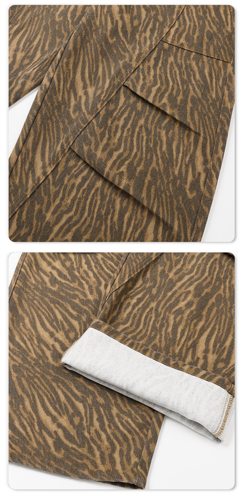 Wide-Leg-Cargohose mit Tigerstreifen – Oversize-Vintage-Streetwear-Hose