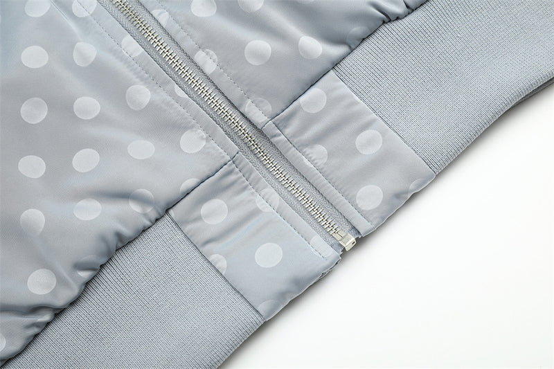 Men's Polka Dot Puffer Bomber Jacket – Oversized Padded Winter Coat