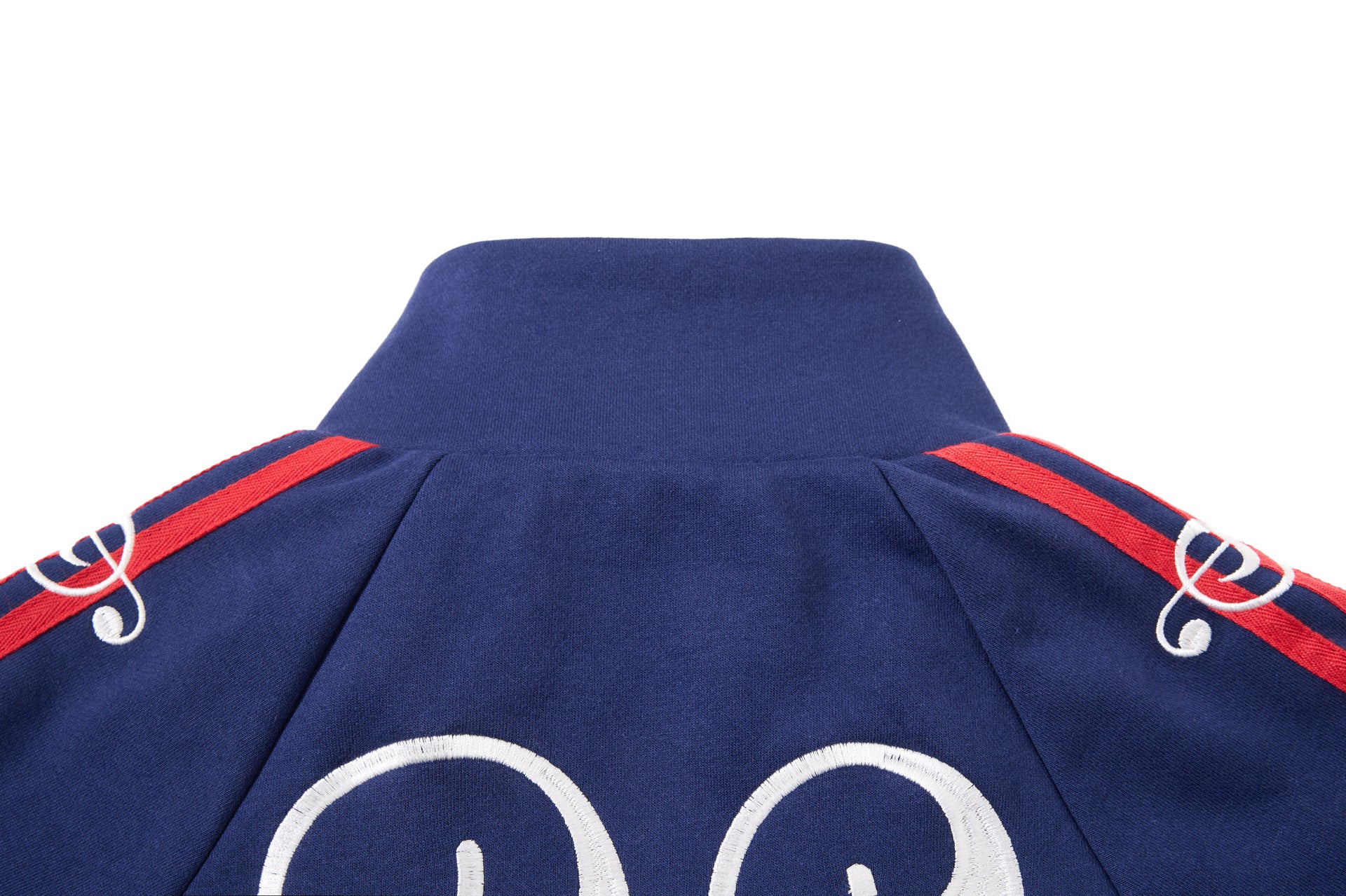 Track Jacket Stand Collar Full-Zip with Script & Music Note Graphics
