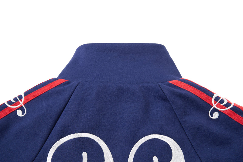 Track Jacket Stand Collar Full-Zip with Script & Music Note Graphics