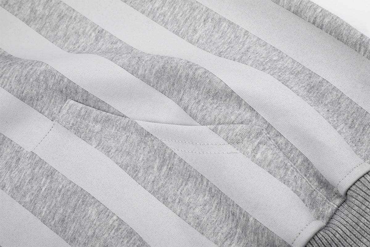 Sweat à capuche zippé rétro à rayures américaines – Sweat varsity oversize