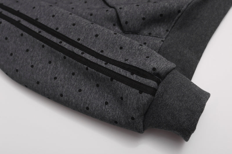 Punktierter Zip-Hoodie mit Street-Grafikprint und seitlichen Streifendetails