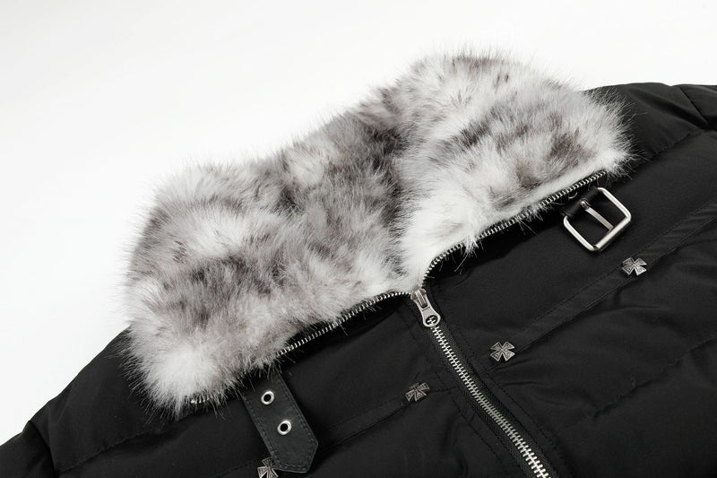 Cropped Puffer Jacket with Hood & Fur Collar – Cross Hardware, American Street