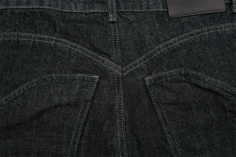 Men's Wide-Leg Black Jeans – Dragon Embroidery Straight Leg Denim