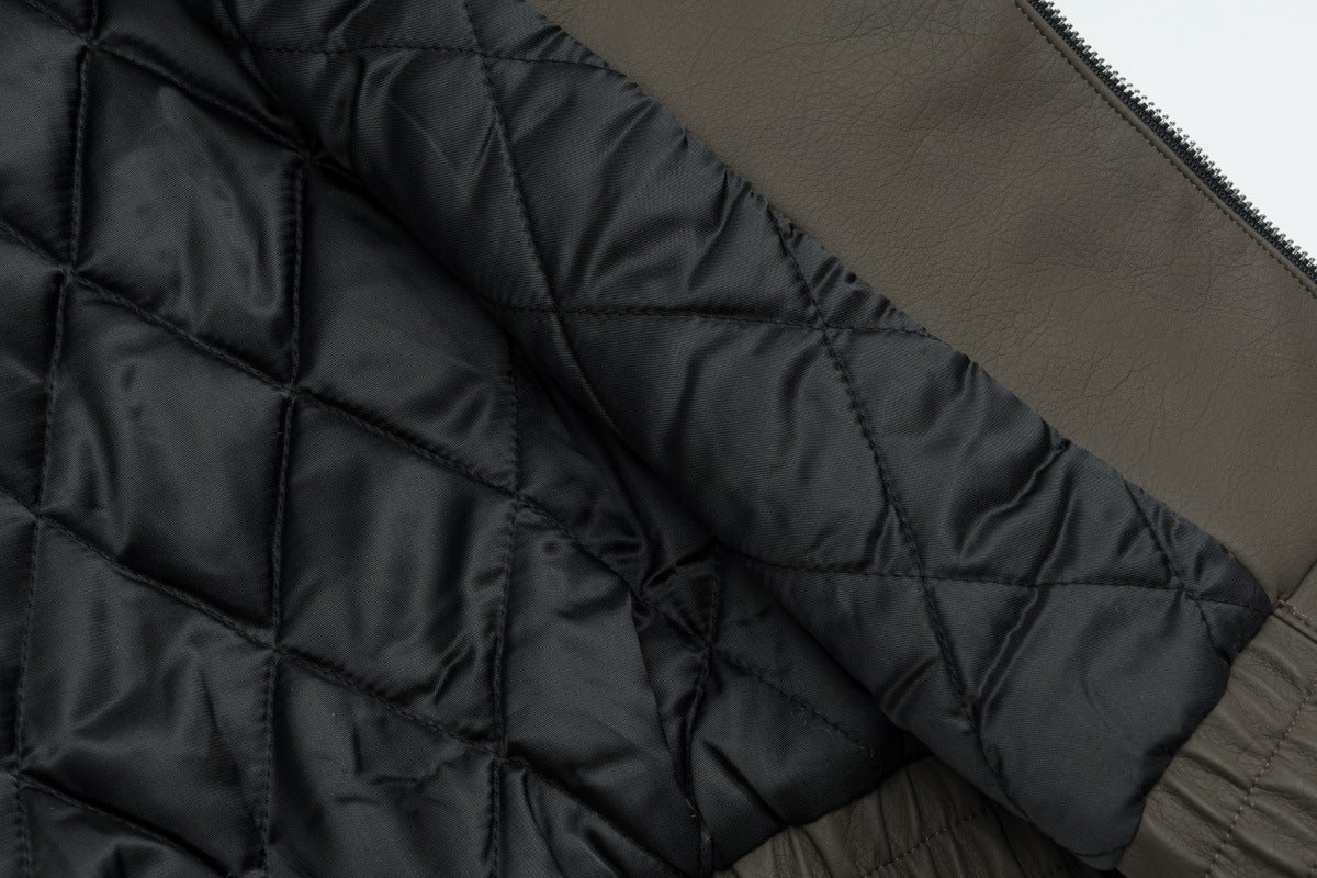 Veste en simili cuir et fourrure, bomber oversize à col sherpa