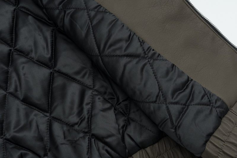 Veste en simili cuir et fourrure, bomber oversize à col sherpa