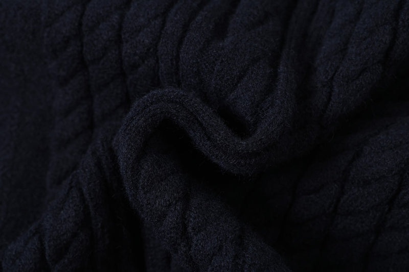 Cable Knit Zip-Up Hoodie Sweater – Irregular Twist Pattern Cardigan