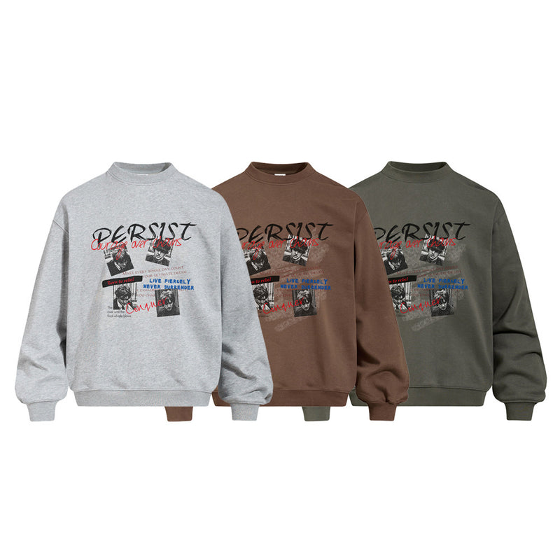 Persist Graphic Print Oversized Crewneck Sweatshirt