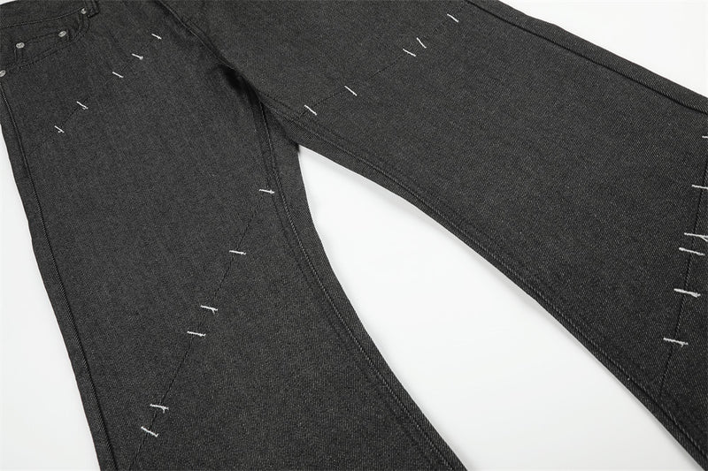 Men's Wide-Leg Jeans with Contrast Stitch Detail – Dark Wash Straight Denim