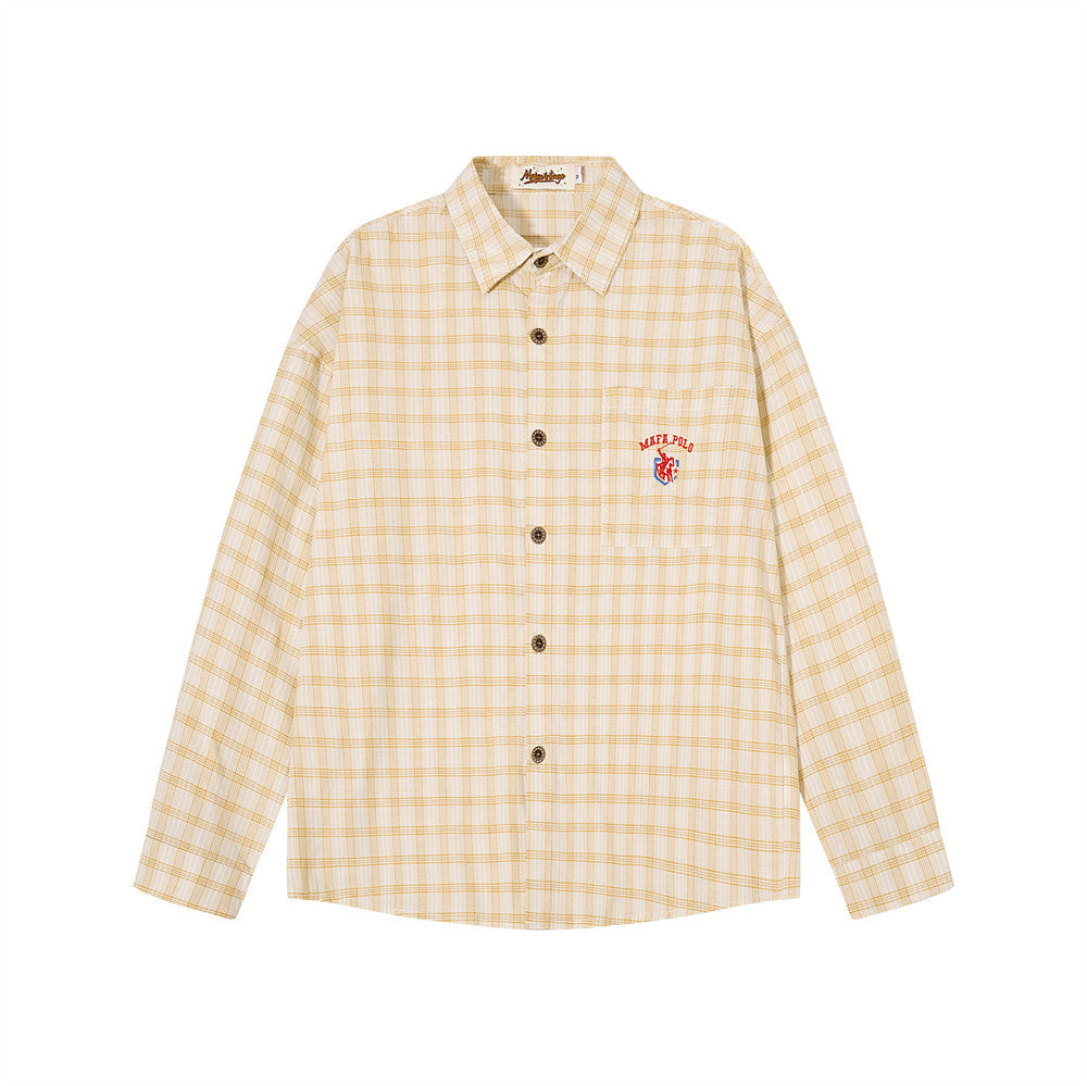 Plaid Long Sleeve Button-Up Shirt – Relaxed Fit Flannel Check