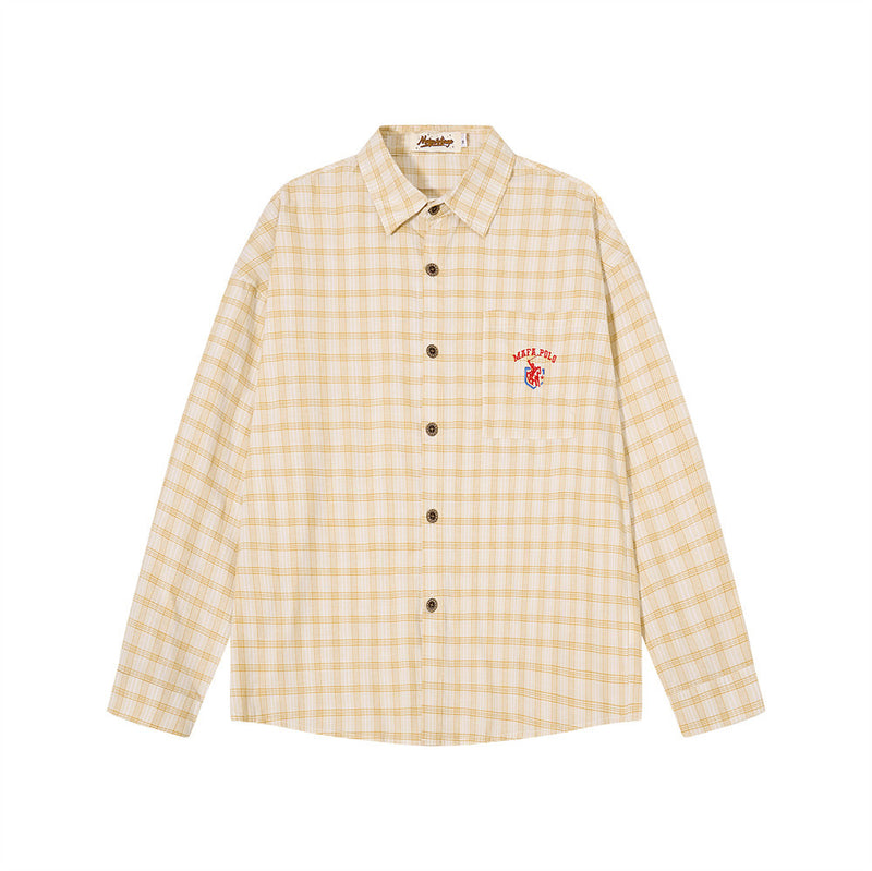 Plaid Long Sleeve Button-Up Shirt – Relaxed Fit Flannel Check