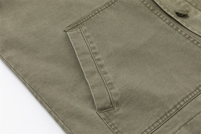 Oversized Workwear Jacket – Men's Olive Double-Breasted Utility Coat